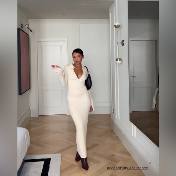 $235 THE LINE by K CANDELA MAXI RIBBED VANILLA CREAM JOAH BROWN REVOLVE SKIMS - Picture 6 of 16